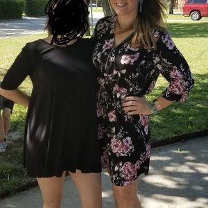 Black dress with red flowers